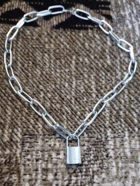 4/$40 Silver Padlock Link Chain Necklace